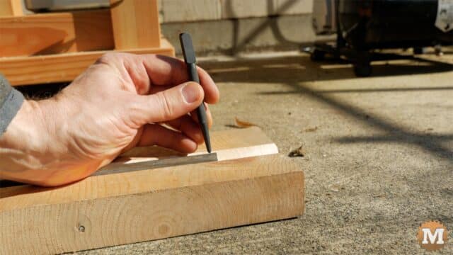 MAN about TOOLS - firewood cutting jig - center punch axle