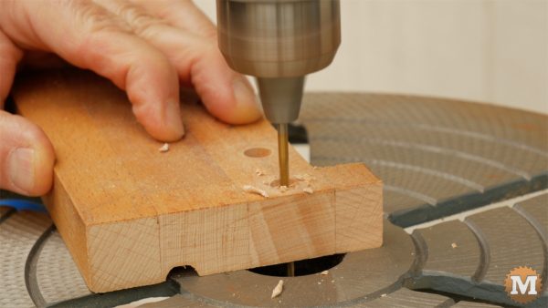 DIY One-Handed Cutting Board - drill stop on press