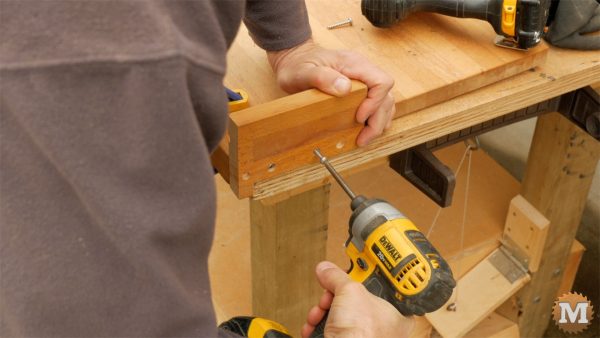 Making a One-Handed Cutting Board - attaching stop with screws
