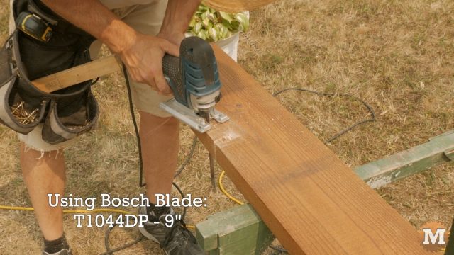 Finishing the birds mouth cuts on a rafter - Bosch Jigsaw Test