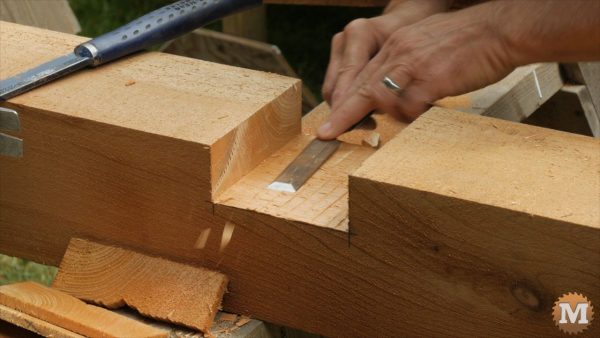 chisel finishes up this groove or dado