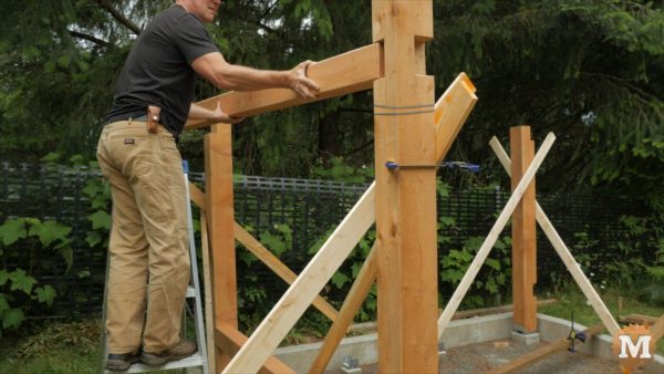 Timber Frame Woodshed assembly