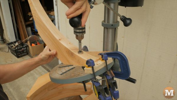 countersink bolt holes in braces on the drill press