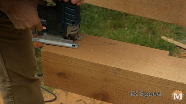 jig saw and long blade to cut end profile on beam
