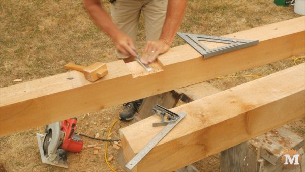 This shallow groove is made using saw and chisel - Timber Frame Gazebo