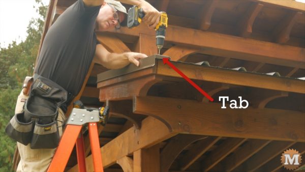 Adding metal rake trim to gable ends of shed roof sections