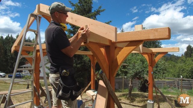 installing Douglas fir rough sawn rafters