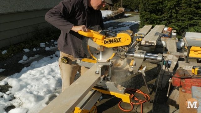 chopping the sides on a miter saw