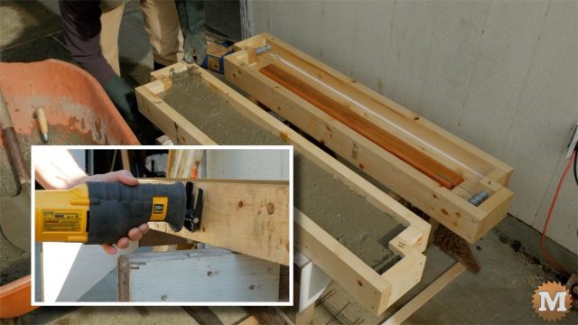 using a reciprocating saw without the blade to vibrate the concrete