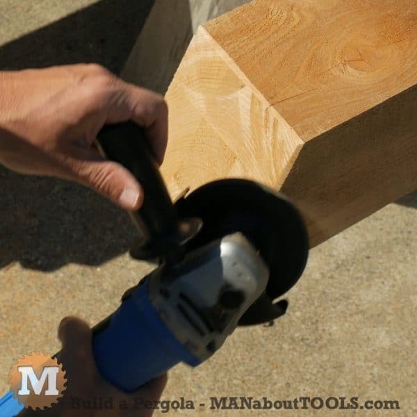 chamfering top of post with an angle grinder