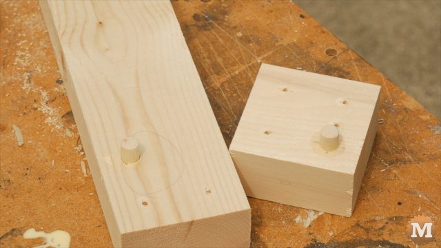 form parts with glued in dowel