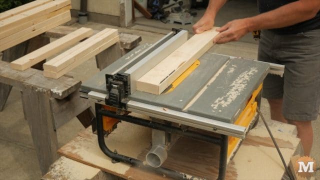 Following the garden box plans and ripping the sides on the table saw