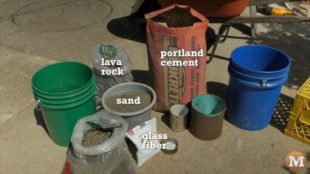 Ingredients for the Lava Rock Concrete Tests