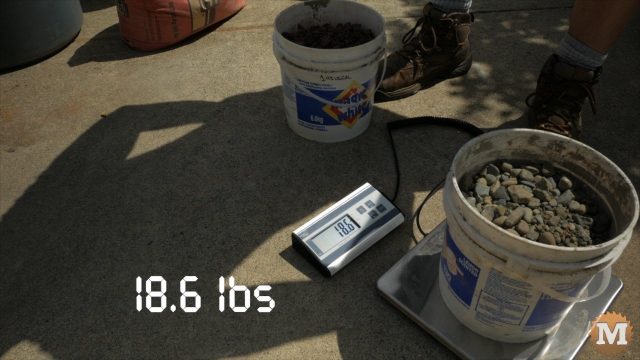 Weighing equal parts of Gravel and Lava Rock