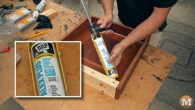 latex caulk rounds the corners and seals the form to make it water tight