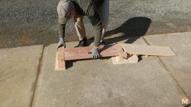 Loading a concrete panel into the simple testing rig