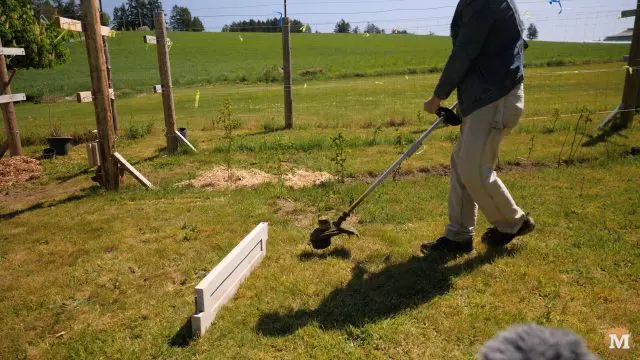 simple durability test of concrete with a grass or weed line trimmer