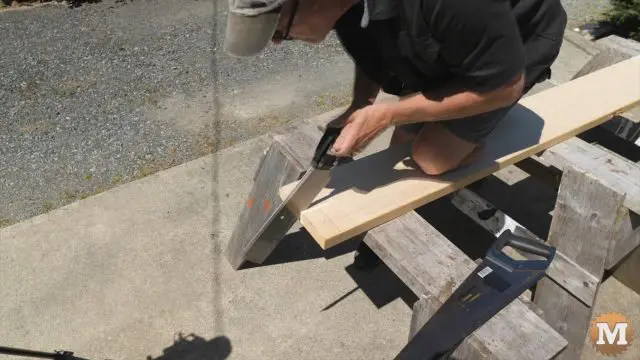 Cutting the base lumber for the concrete form