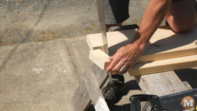 Cutting the base lumber for the concrete form