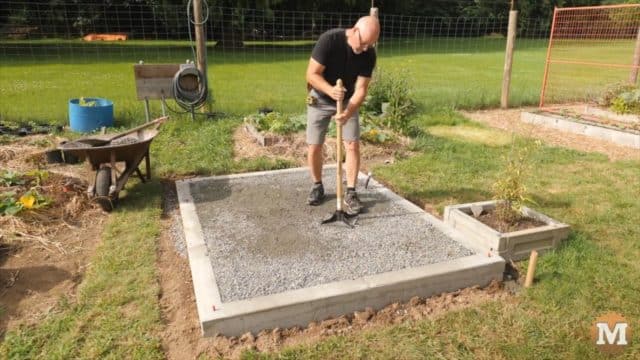 Prepping the base with gravel