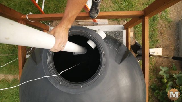 assemble and instal the calming inlet pipe in the rainwater tank