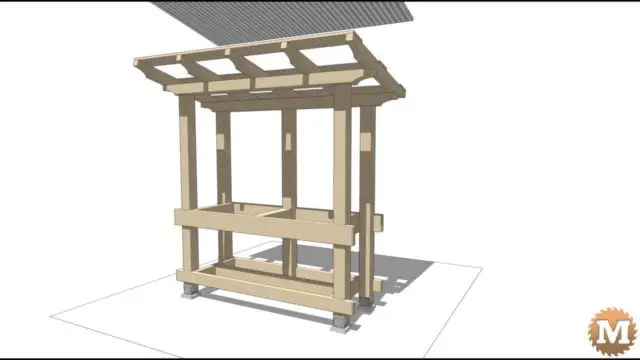 Sketchup Model of a Potting Bench with a Cast Concrete Countertop and Galvanized Corrugated Metal Roof.