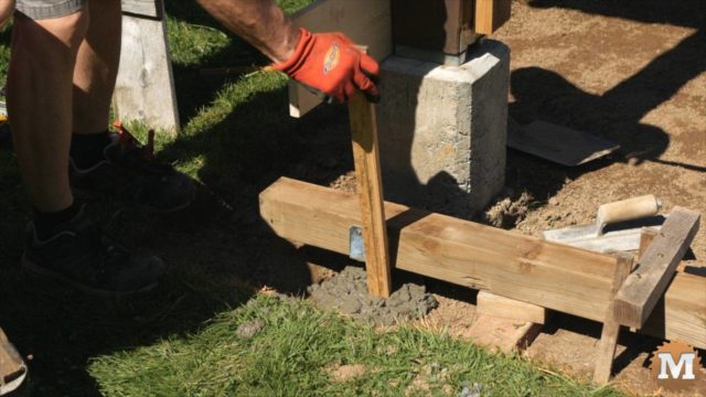Settling concrete with stick