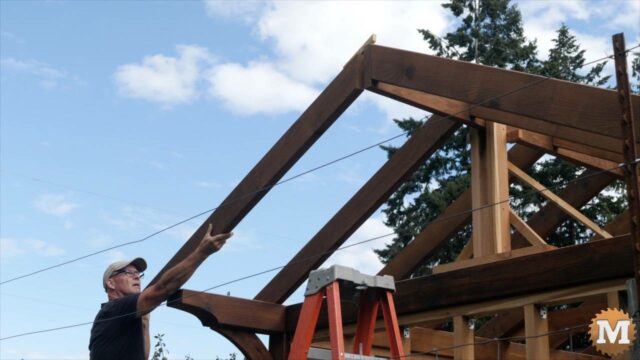 Adding cedar roof rafters to the greenhouse