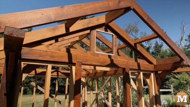 Gable framing details in a Timberframe Style Greenhouse