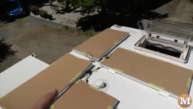 Solar panels covered with cardboard