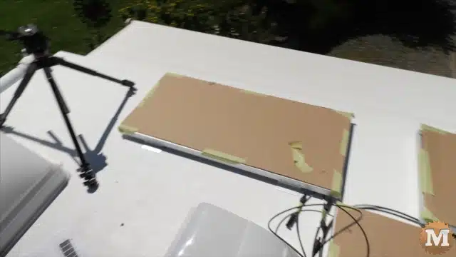 Solar panel, covered with cardboard