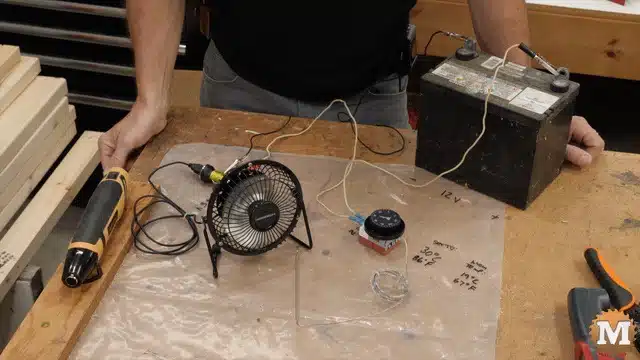testing the new thermostat on the workbench