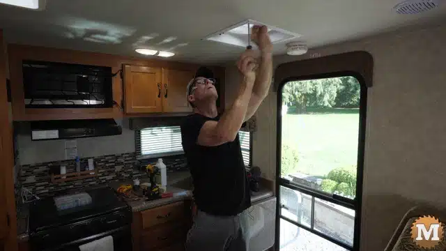 attaching vent fan ring to truck camper ceiling