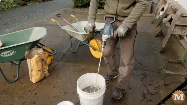 you can mix concrete in a pail with a heavy duty drill