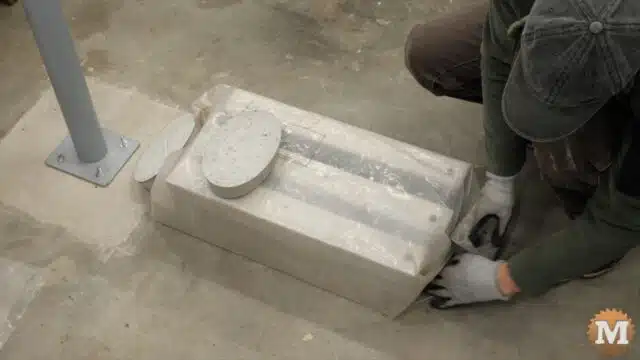 the fresh concrete panels are left to cure on the floor of my shop